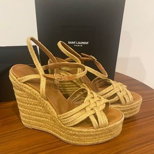 Saint Laurent Tribute Espadrille Wedge Sandal